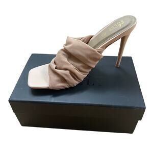 Oh Polly Heels Nude Step It Up Mules Sheer Mesh Women’s Size 42 / 9